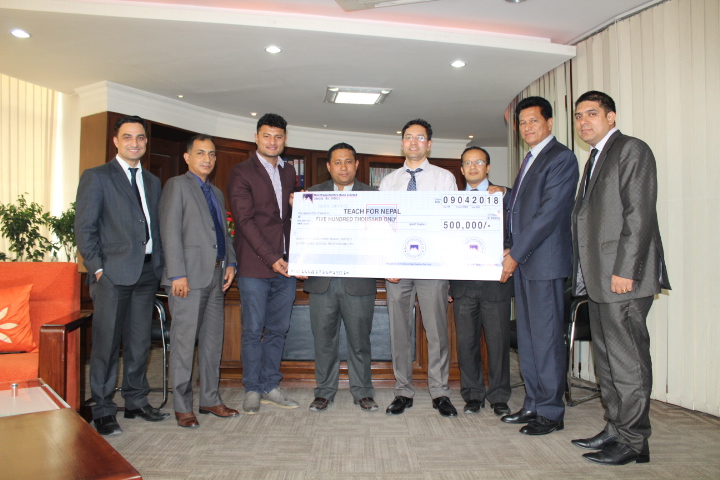 Cheque Handed Over to Teach For Nepal