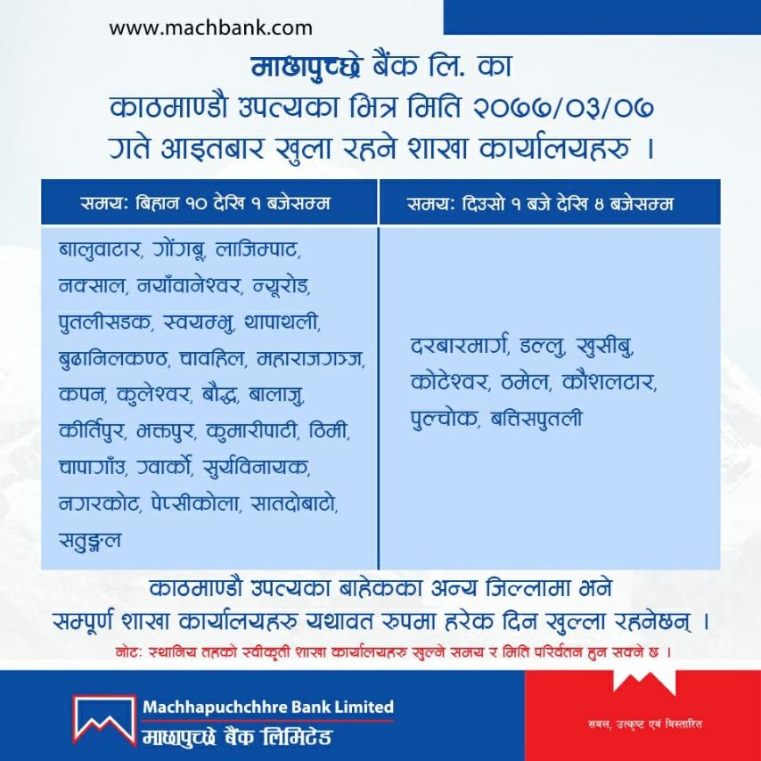 Notice for branch open on June 21, 2020