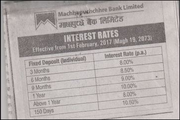 Deposit Interest Rate Change Published on 1 February 2017