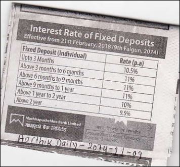 Deposit Interest Rate Change Published on 21 February 2018