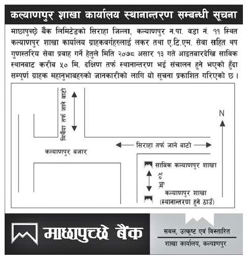 Relocation of Kalyanpur Branch